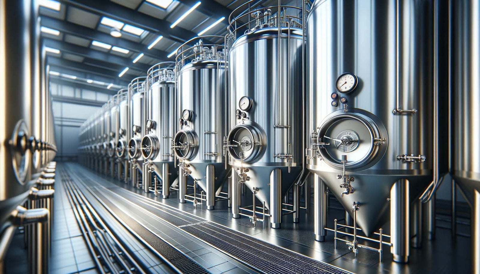 Row of conical fermenters