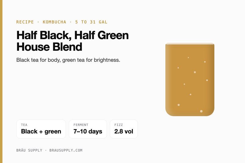 Half Black, Half Green House Blend recipe: half black, half green, 5 to 31 gallons
