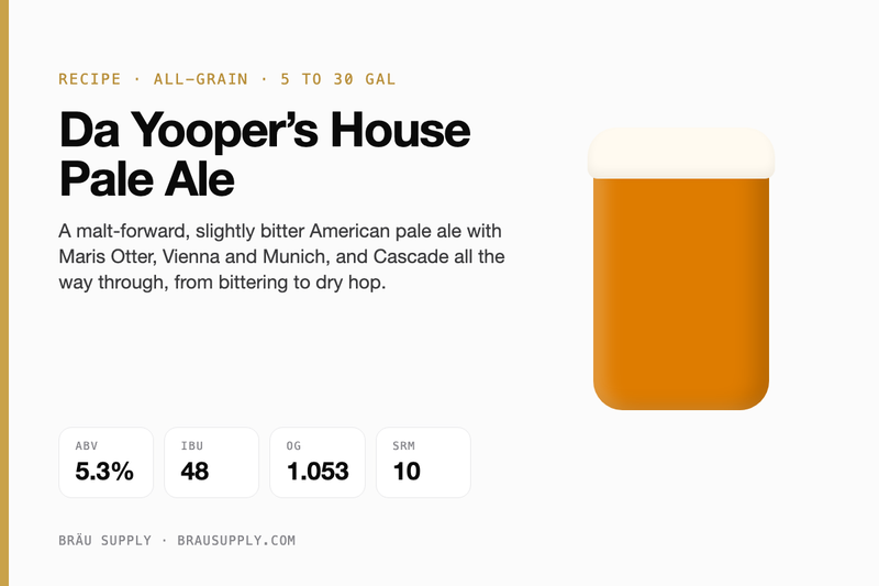Da Yooper’s House Pale Ale recipe card: 5.3% ABV, 48 IBU